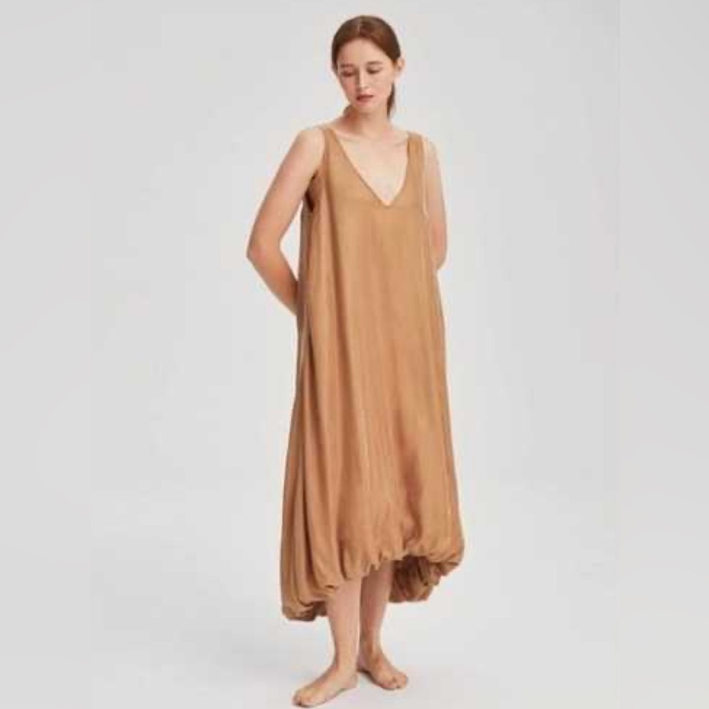 Chic Tan High-Low Sleeveless Dress